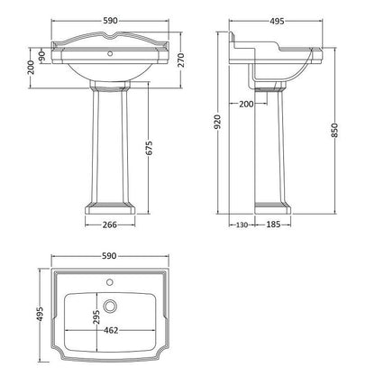 Toilette classique de style York + lavabo sur pied de style York
